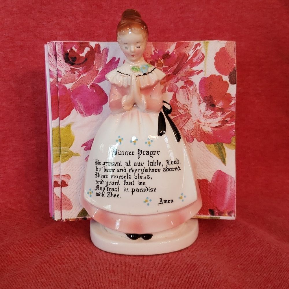 Vintage "Dinner Prayer" Porcelain Napkin Holder